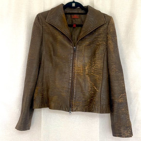 Brown leather jacket - Picture 1 of 4